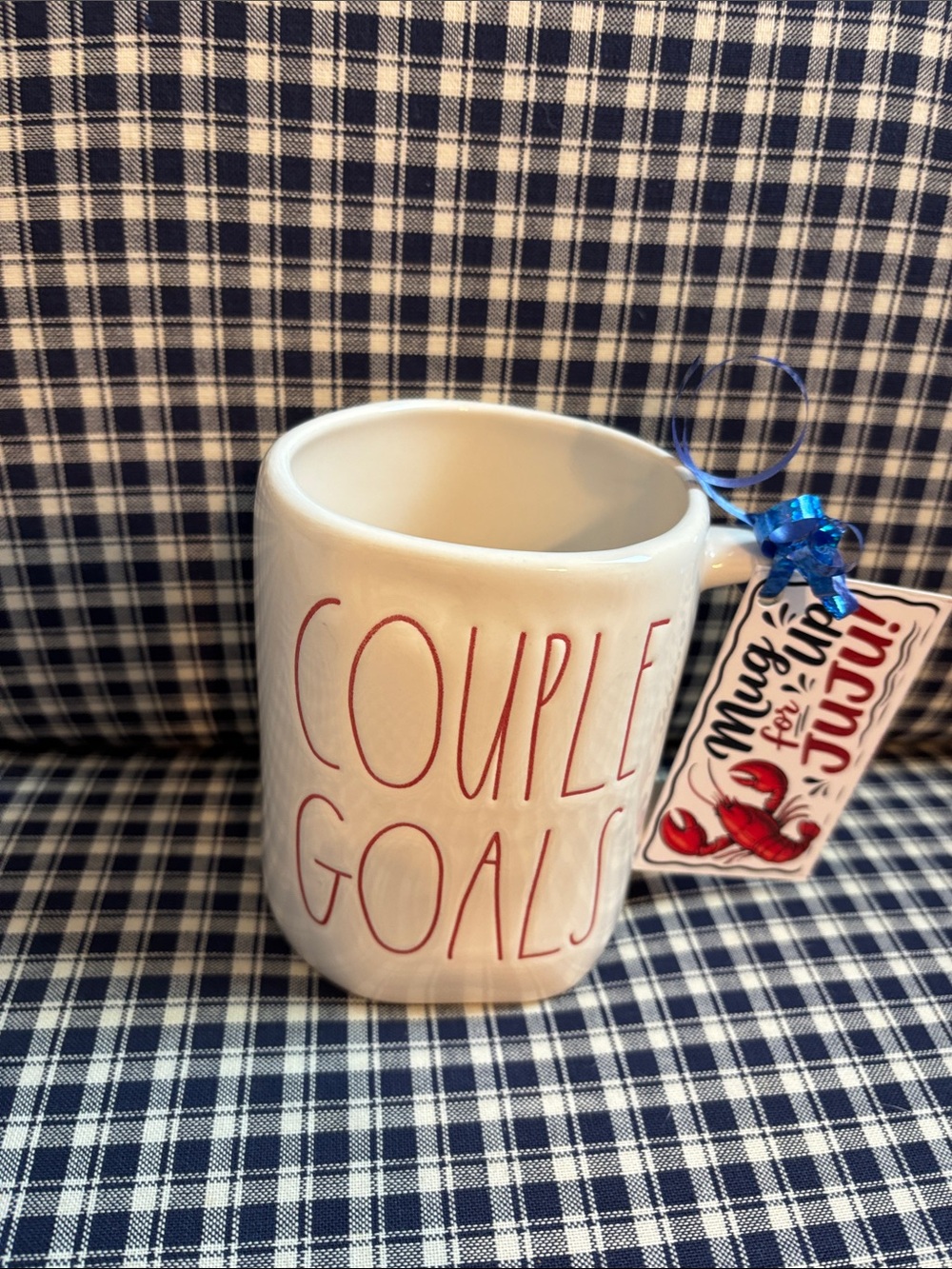 Rae Dunn White Ceramic Mug with Red Lettering - "COUPLE GOALS"